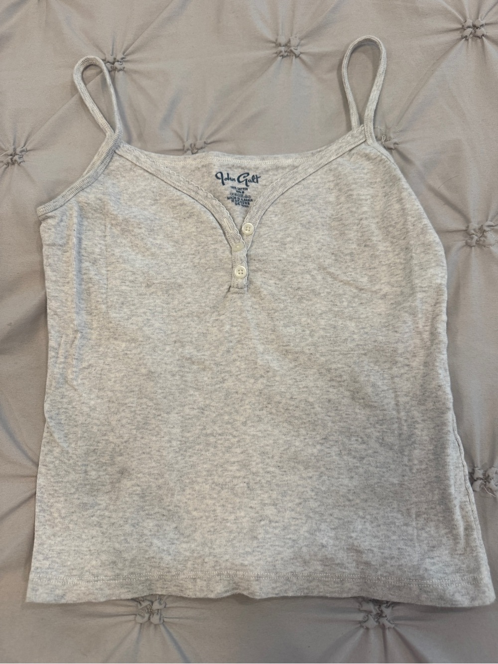 Brandy Melville Light Gray Ribbed Henley Cami